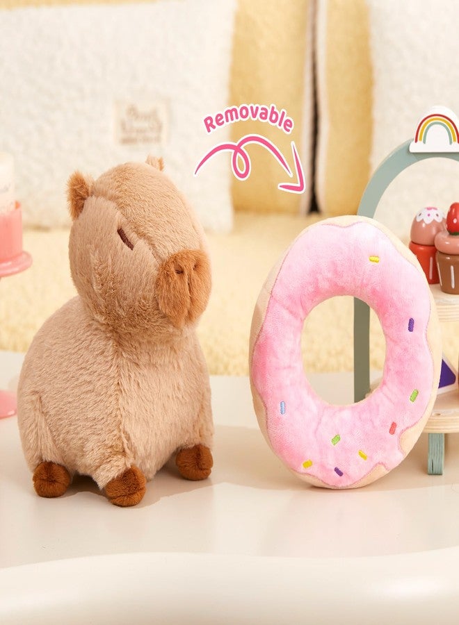 CozyWorld حيوانات الكابيبارا المحشوة من كوزي وورلد، مقاس 10 بوصات، ألعاب الكابيبارا القطيفة على شكل دونات، كابيبارا كاواي كهدية عيد ميلاد للأطفال من الأولاد والبنات - Image 2